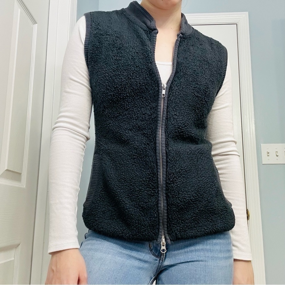 Johnny Was Pete & Greta Vest Teddy Sleeveless Black Casual Minimal Extra Small